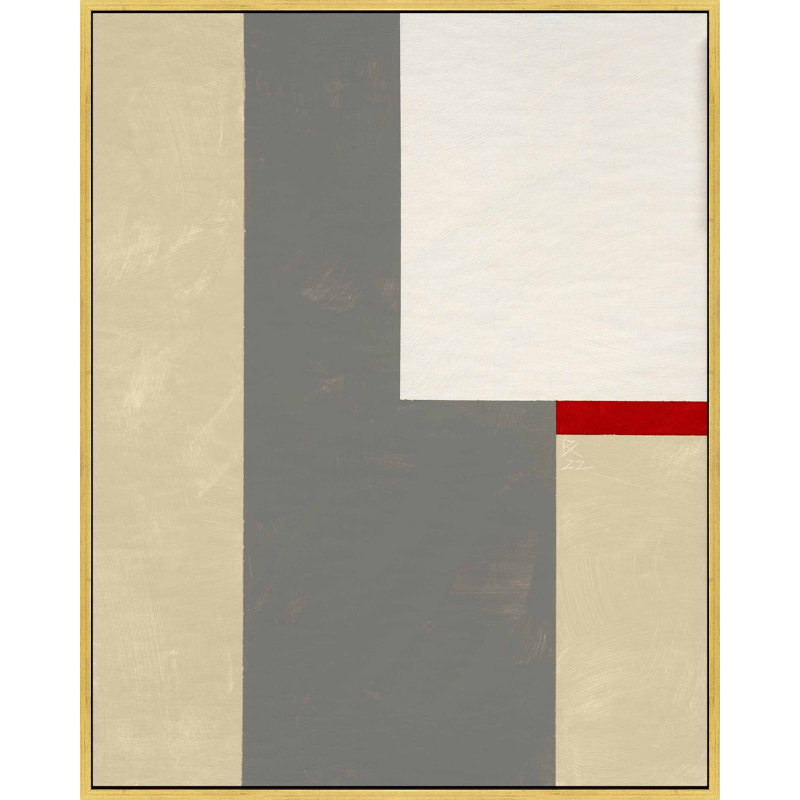 «Slice of Red 2» par Robert Kamnatnik - Art mural encadré, H 20 po x l 16 po x P 1,38 po, Toile avec cadre doré
