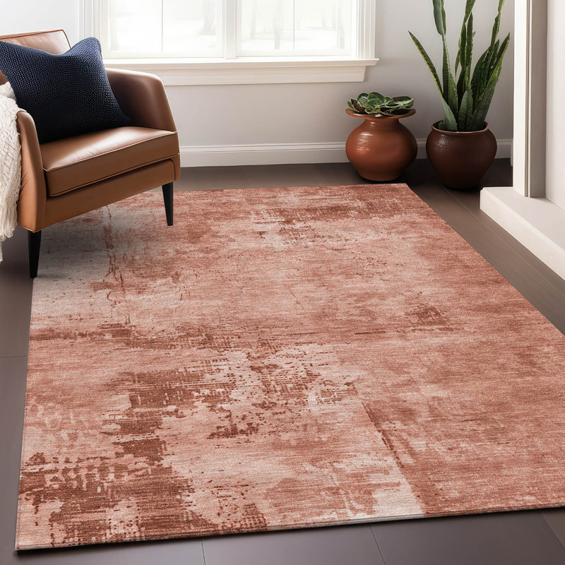 Paprika Abstract Synthetic Washable Rectangular Area Rug 2'6" x 3'10"