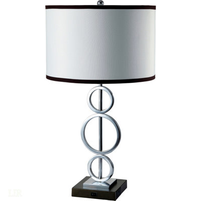 Lampe de table 29 po en métal avec finition argentée, anneau