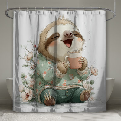 Mignon paresseux rideaux de douche très longs