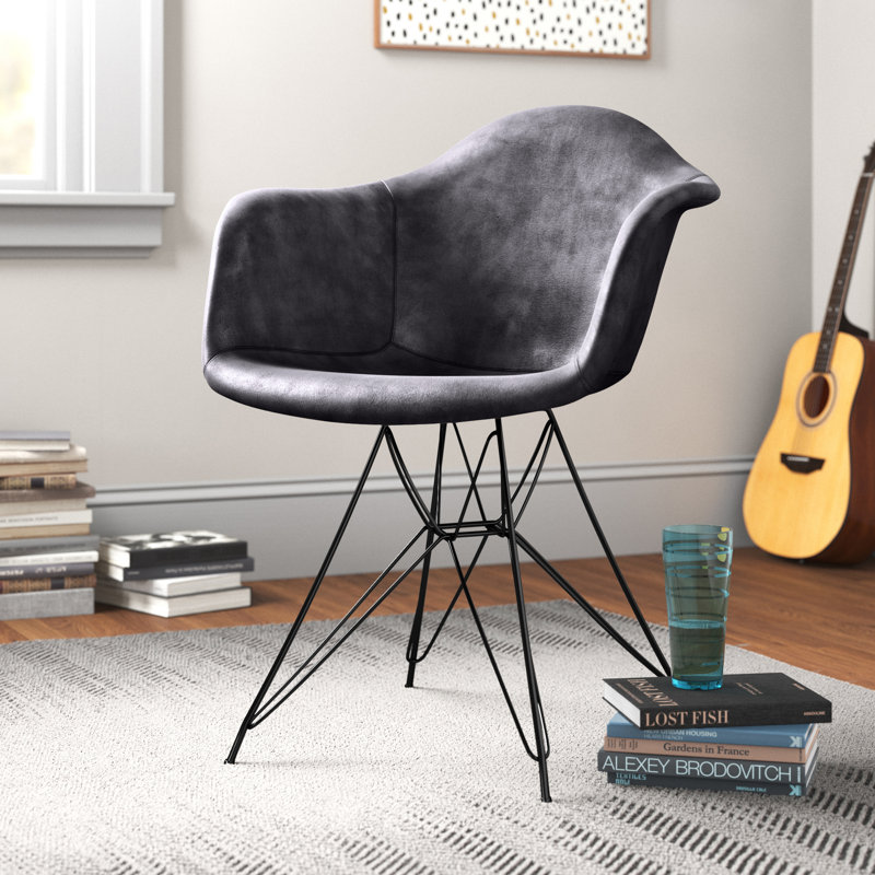 Casina Faux Leather Accent Chair, Gray Faux Leather