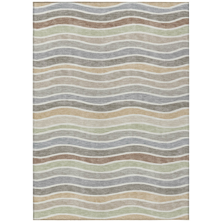 Machine Washable Indoor/Outdoor Micelotta ACN2333 Stripes Rug