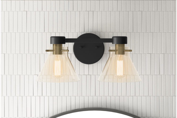 wall sconces on white tile wall