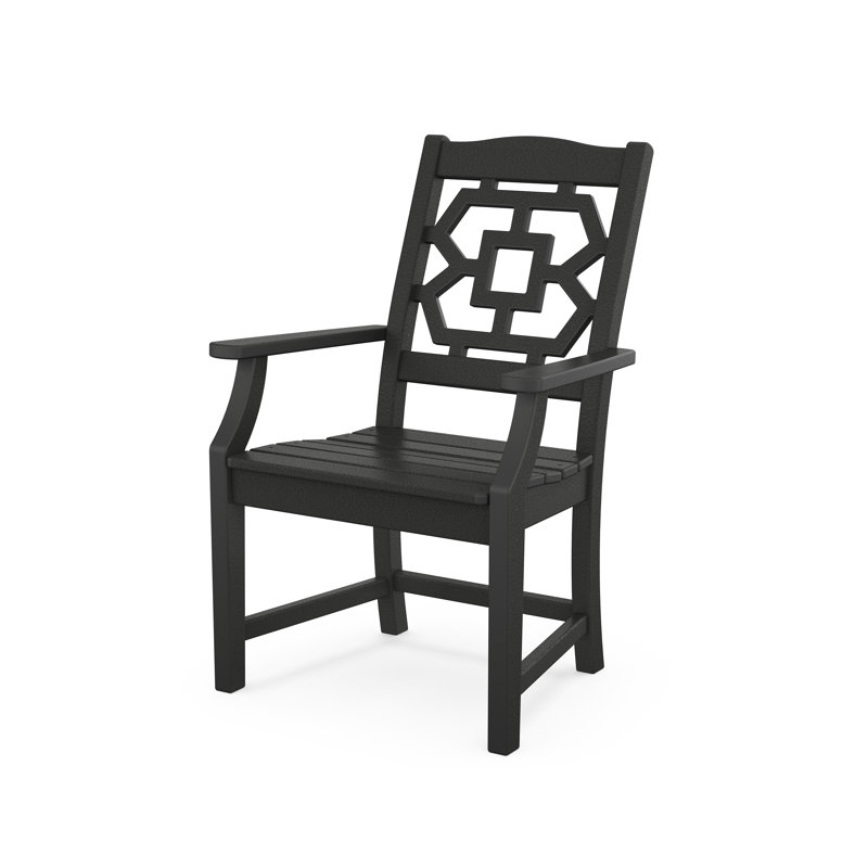 Chaise de salle à manger d'extérieur Chinoiserie, Noir