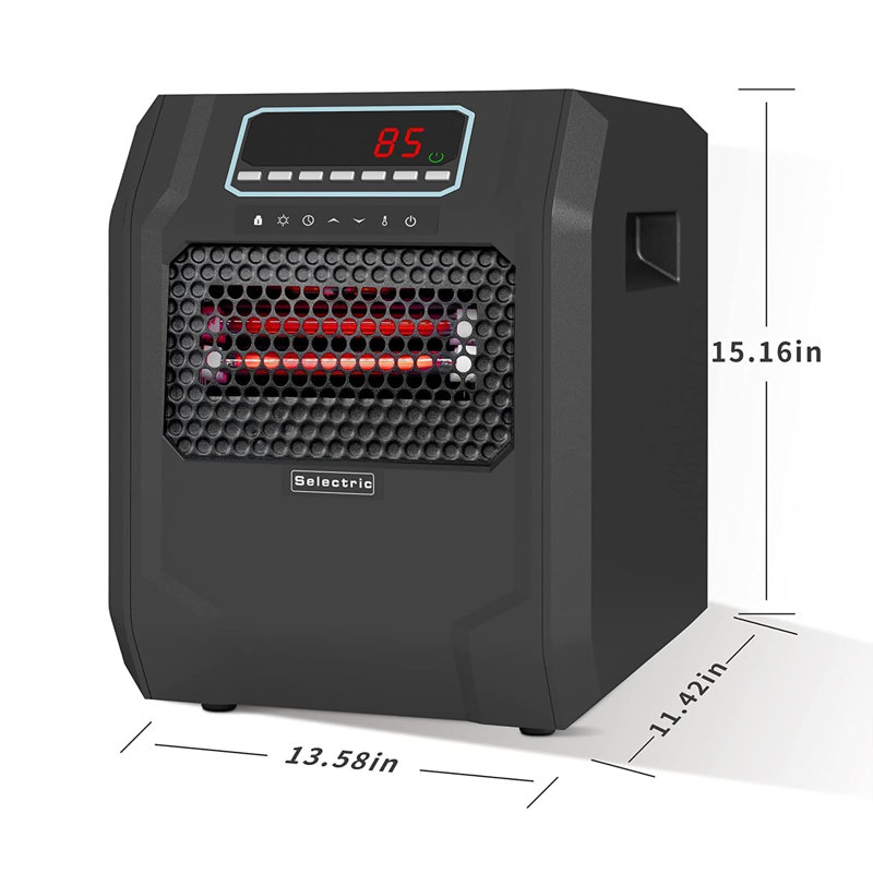 VOLTORB Black Portable Electric Space Heater with LED Display and Remote Control