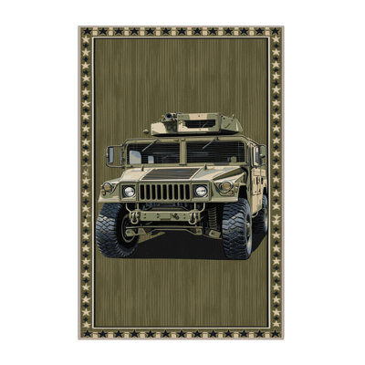 Machine Washable Transportation Brown Area Rug