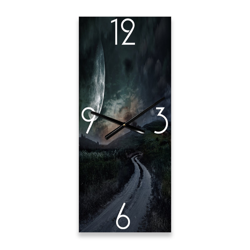 Horloge murale de campagne à travers la prairie sous la pleine lune, Grand