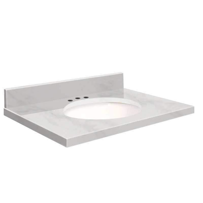 Dessus de salle de bain simple 49 po meuble-lavabo, Décalé de 8 po, Blanc