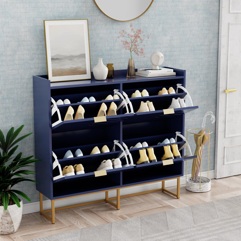20 Pair Flip Down Shoe Storage, Blue