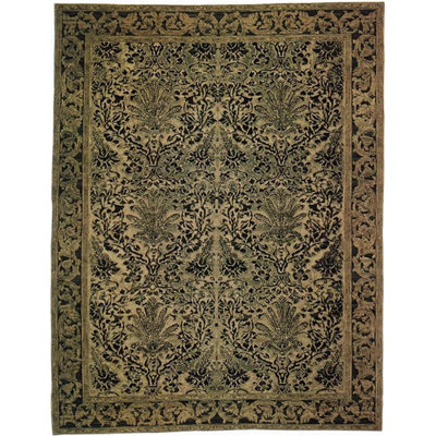 Tapis beige et noir noué à la main de haute qualité