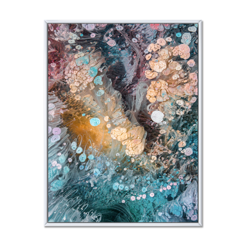Marbre luxueux turquoise liquide, art mural moderne sur toile, H 20 po x l 12 po x P 1 po, Toile à cadre flottant blanc