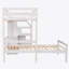 Lit mezzanine simple avec lit autonome, escalier de rangement, bureau, tablettes et tiroirs-613718709