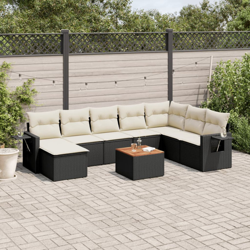 Ensemble de canapé modulaire en rotin PE noir Vidaxl