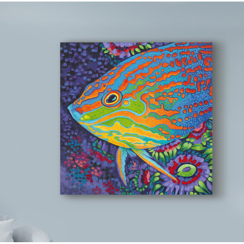 « brillante poisson tropical i », reproduction de peinture à l’acrylique sur toile tendue, H 24 po x l 24 po x P 2 po