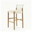 Tabouret de bar moderne en bois massif de 72,4 cm (28,5 po) avec coussin en polyester, lot de 2