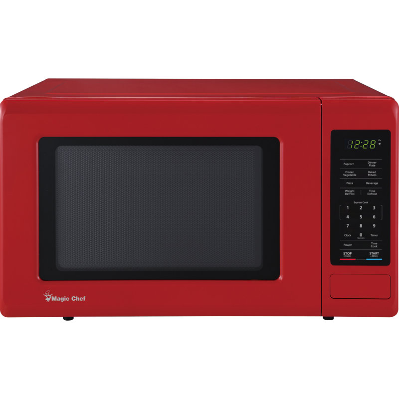 Magic Chef 0.9 Cubic Feet Countertop Microwave, Red, 13.7