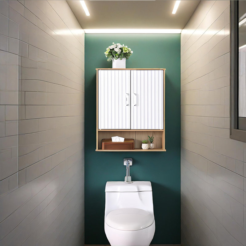 Armoire murale de salle de bain avec tablette intérieure réglable à double porte