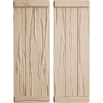 Volets rustiques en faux bois à trois planches jointes avec lattes (par paire)