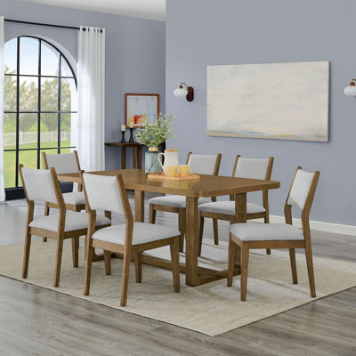 Colgan Dining Set, Trestle Dining Table With Stylish Chairs, Light Oak by Latitude Run