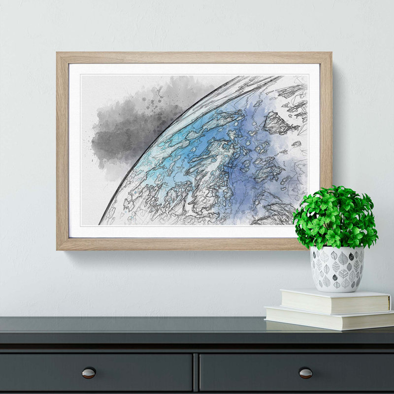 Edge of Planet Earth - Picture Frame Graphic Art Print, 36cm H x 48cm W x 2cm D, Oak Framed