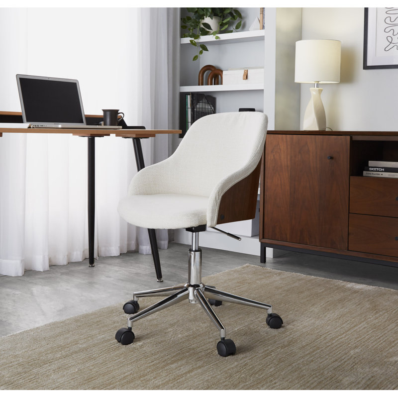 Chaise de bureau rembourrée en similicuir Hackler, Crème, Noir, noir, noir, noir