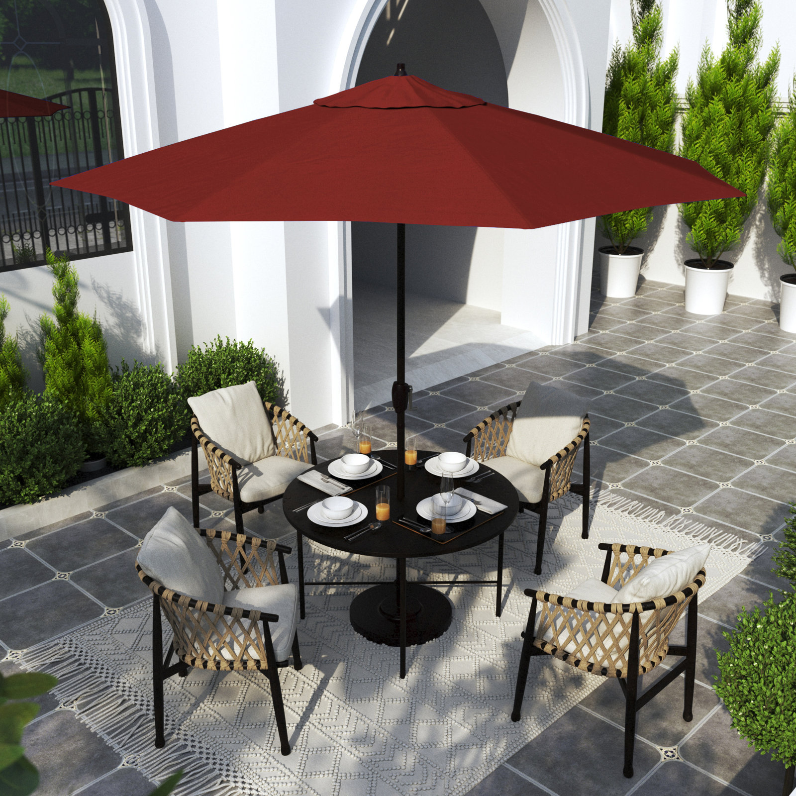 Astraea 108'' Outdoor Umbrella, Red- Olefin