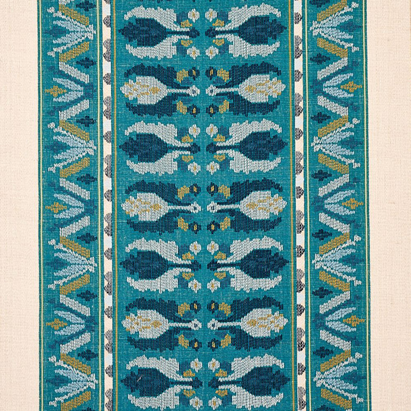 Sandor Stripe Embroidery Fabric, Peacock