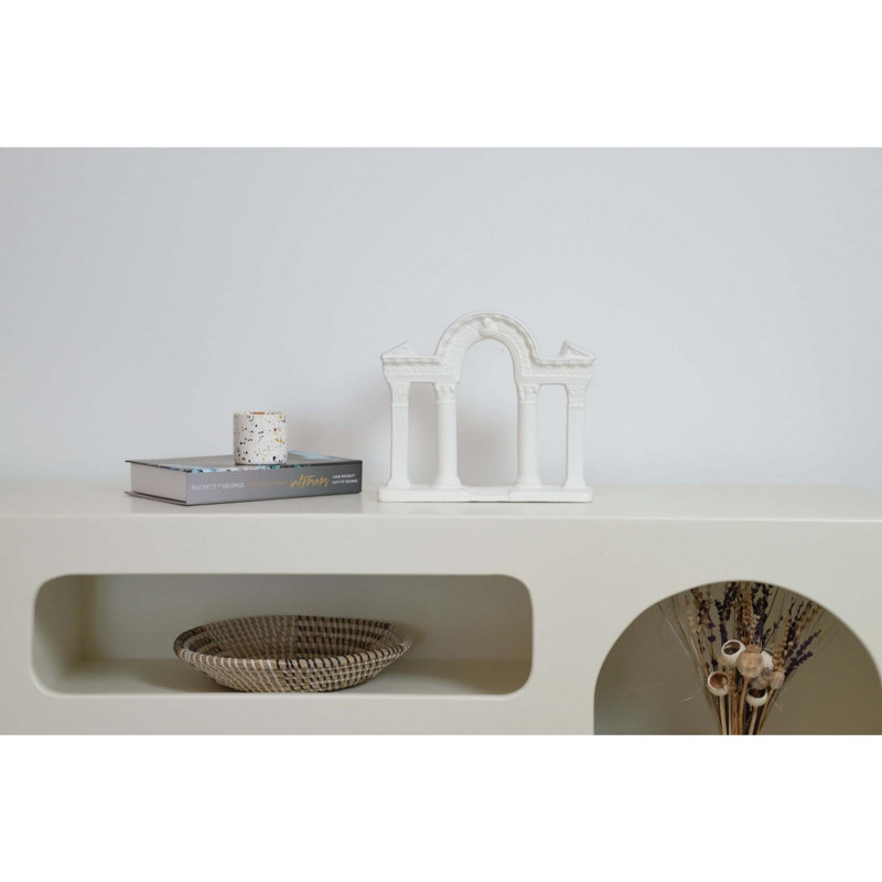 Elegant White Ceramic Decorative Object, 3.0 x 11.4 x 10.0 inches | 100% Ceramic Construction | Perfect for Home Décor, Modern Aesthetic & Stylish Accent Piece | Ideal for Living Room or Office Spaces
