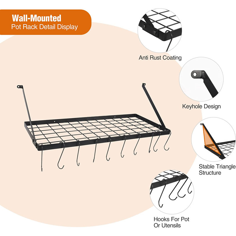 Metal Rectangle Wall Mounted Pot Rack