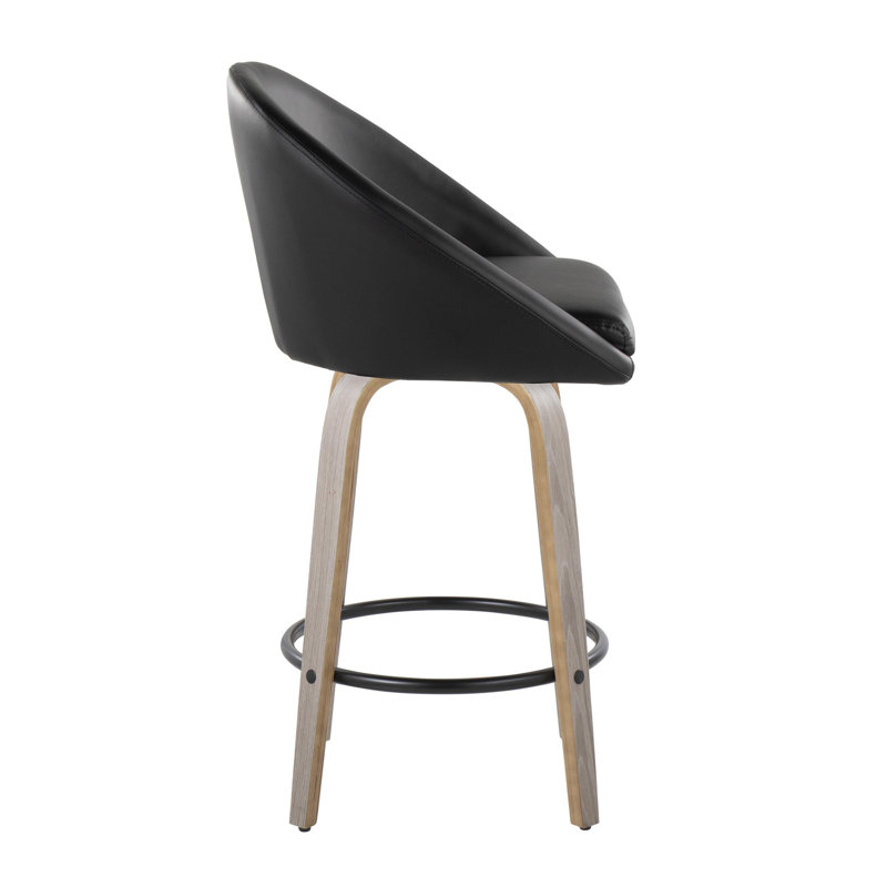 Maddison 26" High Back Fixed-Height Faux Leather Counter Stools, Counter Stool (26” Seat Height), Black, Light Gray/Black