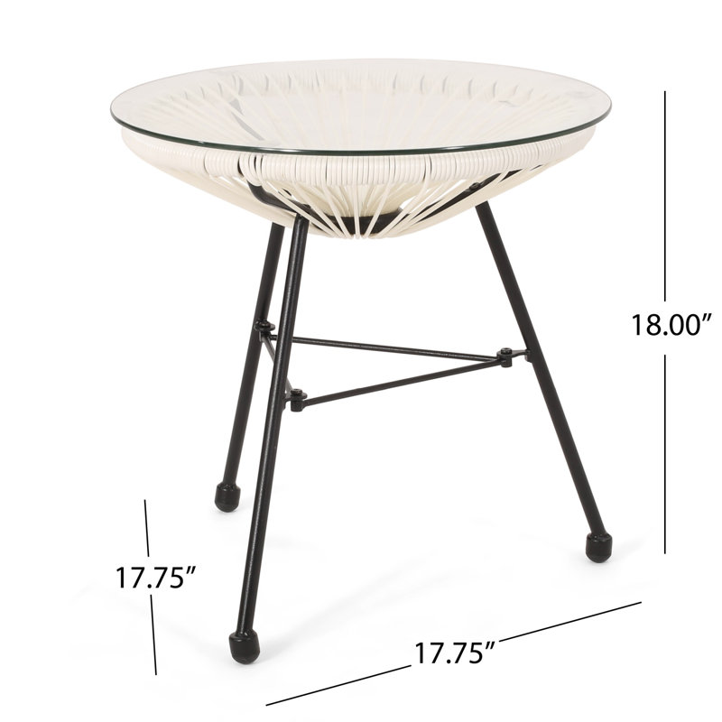 Modern and stylish side table with tempered glass top, White