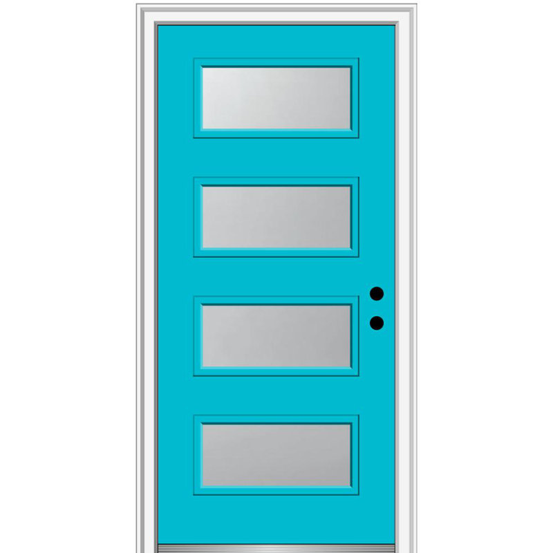 Portes d'entrée avant en fibre de verre lisse givrées Spotlight, S'ouvre à gauche vers l'intérieur, Noir, l 32 po x H 80 po