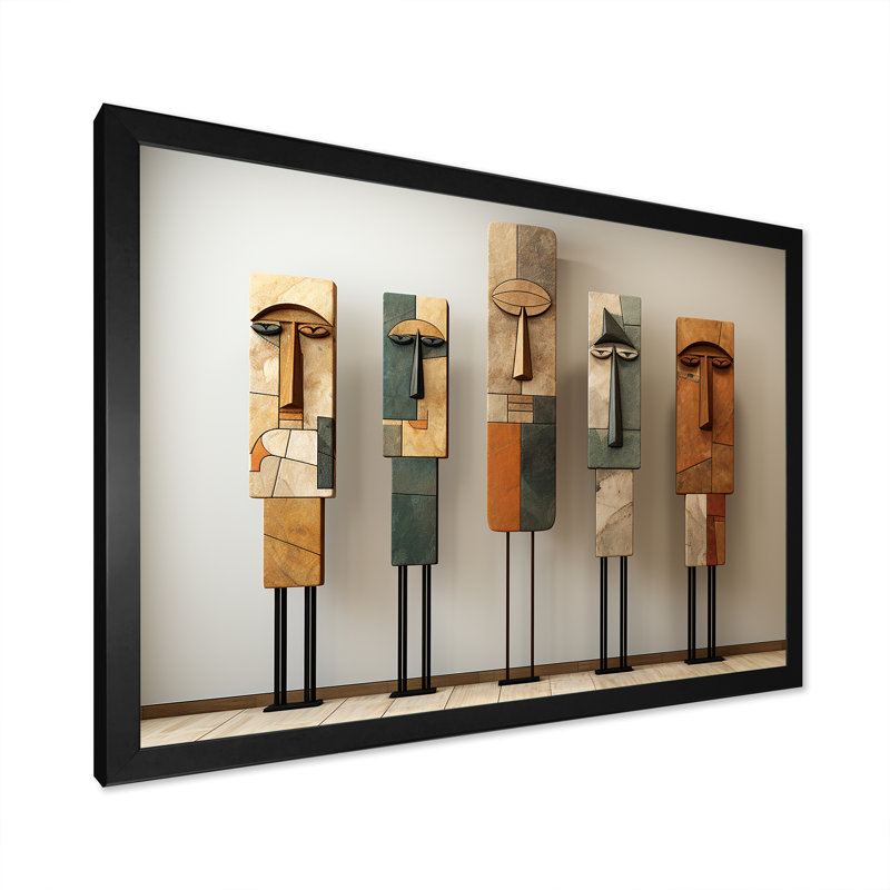 Art traditionnel africain pour totems, Cadre simple noir, H 24 po x l 32 po x P 1 po