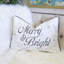 Coussin Merry & Bright Christmas - coussin lombaire en velours brodé blanc et argent 14 po x 20 po