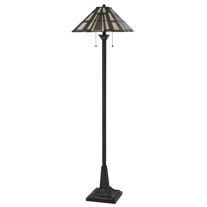 Lampe sur pied Tiffany 120 W en métal et résine avec interrupteur à chaînette, hauteur 157 cm (62 po).