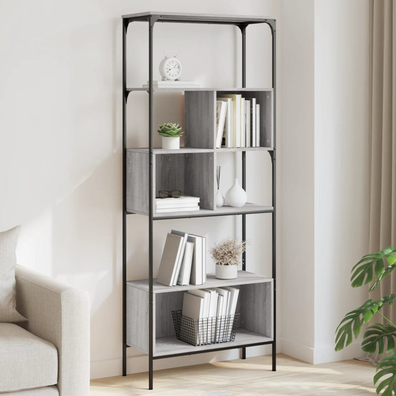 188.5 cm H x 76 cm W Standard Bookcase, Grey Sonoma
