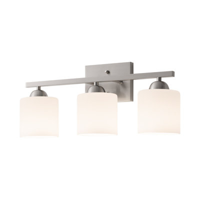 3-Light Bathroom Vanity Light Fixture with Opal Glass Shades