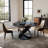 Maxwell 5/7 Pieces Modern Round Dining Table Sets, Glossy Sintered Stone Dining Table With PU Upholstered Chairs, Pre-Assembly-101644196-101644193