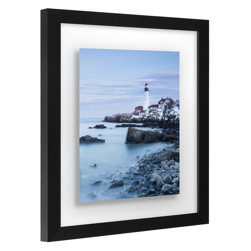 Black Engineered Wood Floating Picture Frame with Polished Glass