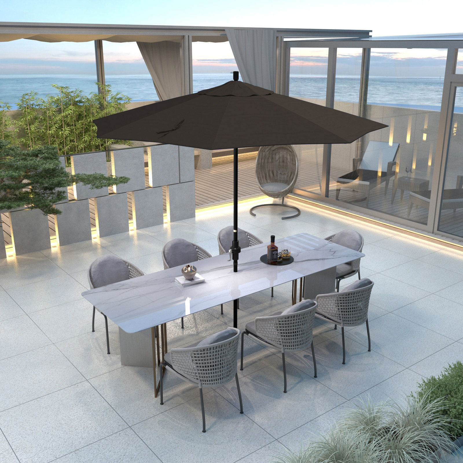 Savi 9' Umbrella, Mocha Performance Canvas
