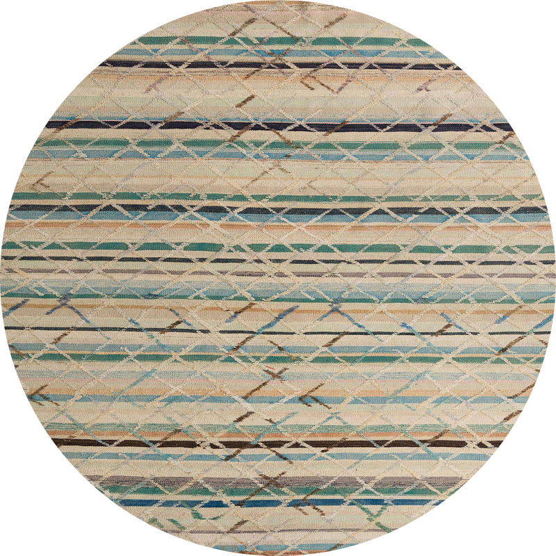 Geometric Indoor Rug, Round 3'