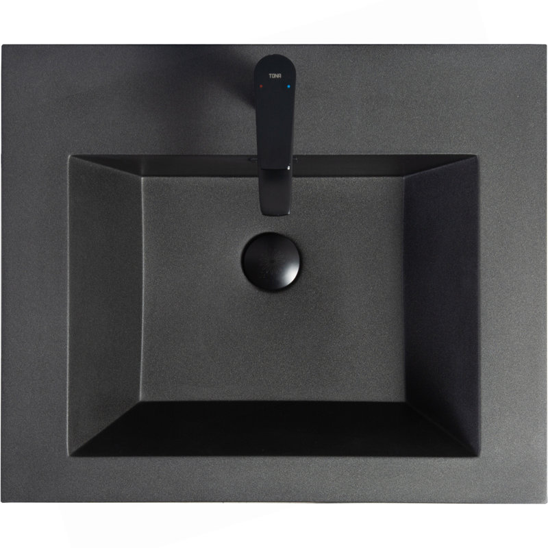Comptoir de salle de bain 24 po seulement, comptoir à un trou, noir mat 24V12PB24