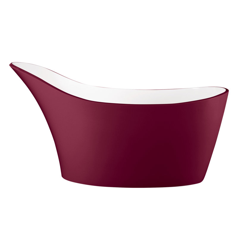 Amalfi 64-1/4" x 31-1/4" Freestanding Soaking Bathtub in Volcanic Limestone™ with No Overflow Hole, Matte White