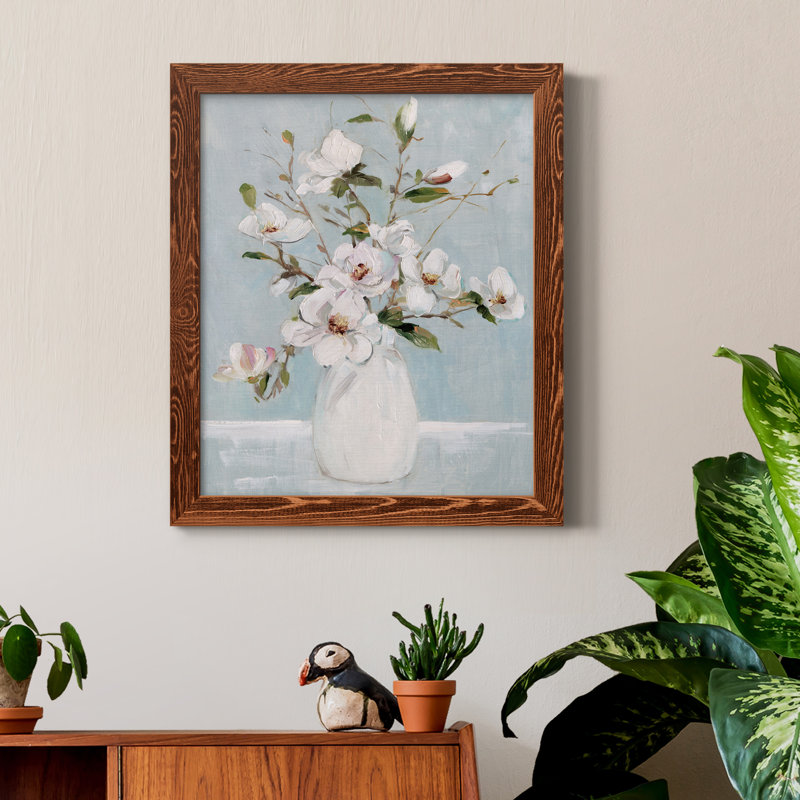 Magnolia Charm - peinture sur toile encadrée, H 20 po x l 17 po x P 1,5 po, Cadre en érable