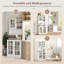 Armoire de cuisine autoportante 72 po, blanche, avec grand comptoir, portes en verre, tablettes réglables pour garde-manger enchanteresse de salle à manger, 72 po, tablettes, portes
