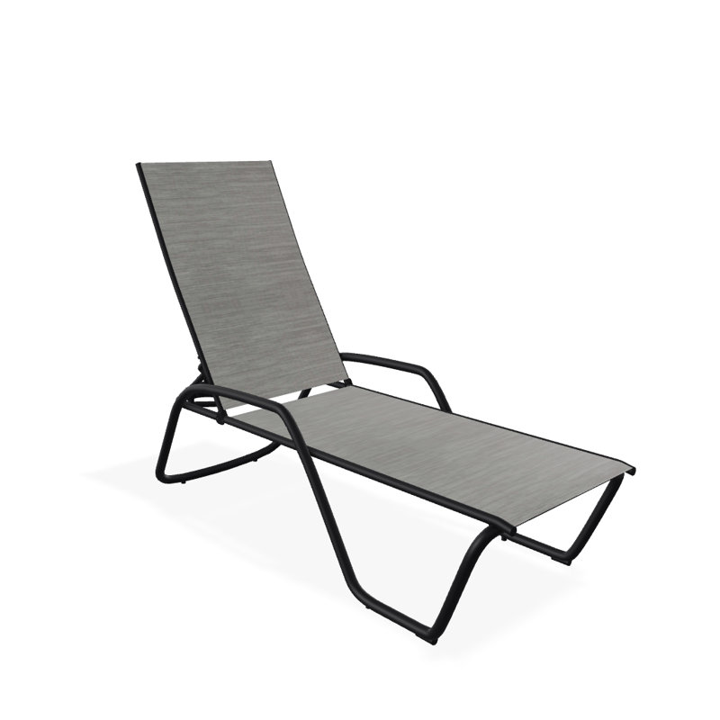 Chaise longue inclinable Gardenella, Noir texturé, Sicile