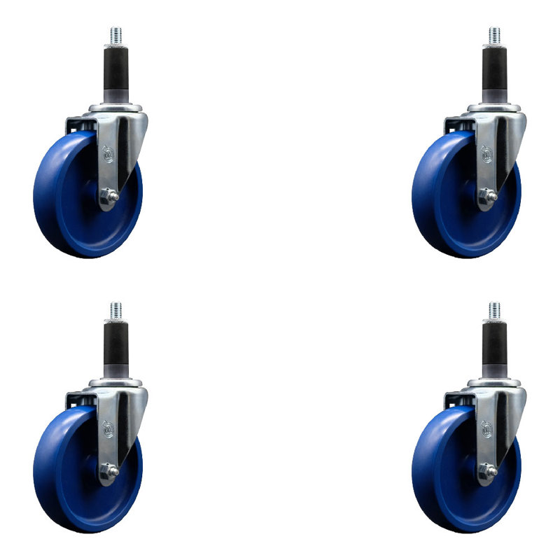 Ensemble de roulettes extensibles pivotantes en polyuréthane solide de 5 pouces 1-1 / 8 pouces SS SCC