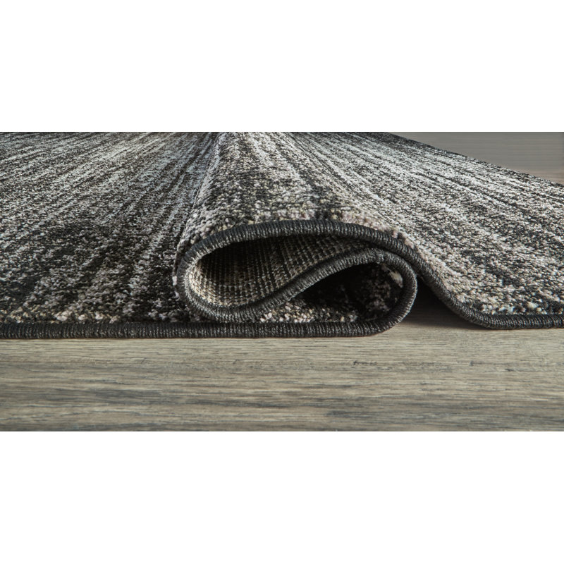 Black and White 8' x 10' Stain-Resistant Synthetic Stripe Rug