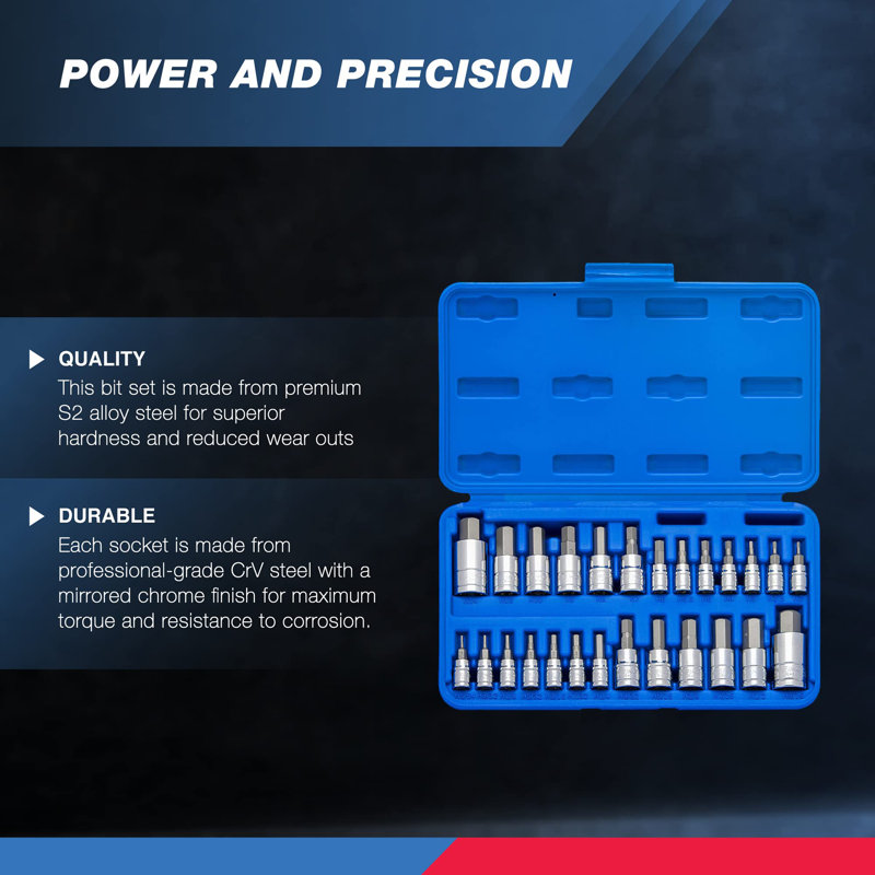 26 Pieces Tamper-Proof Hex Bit Socket Set