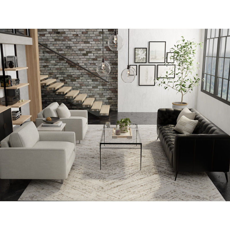 Tapis à motif géométrique moderne Leoner, Tapis de couloir 2 pi 10 po x 7 pi 10 po